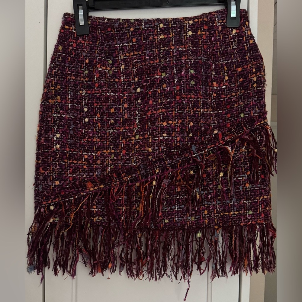 Zara Chic Tweed Fringe Skirt - Multicolor xmall